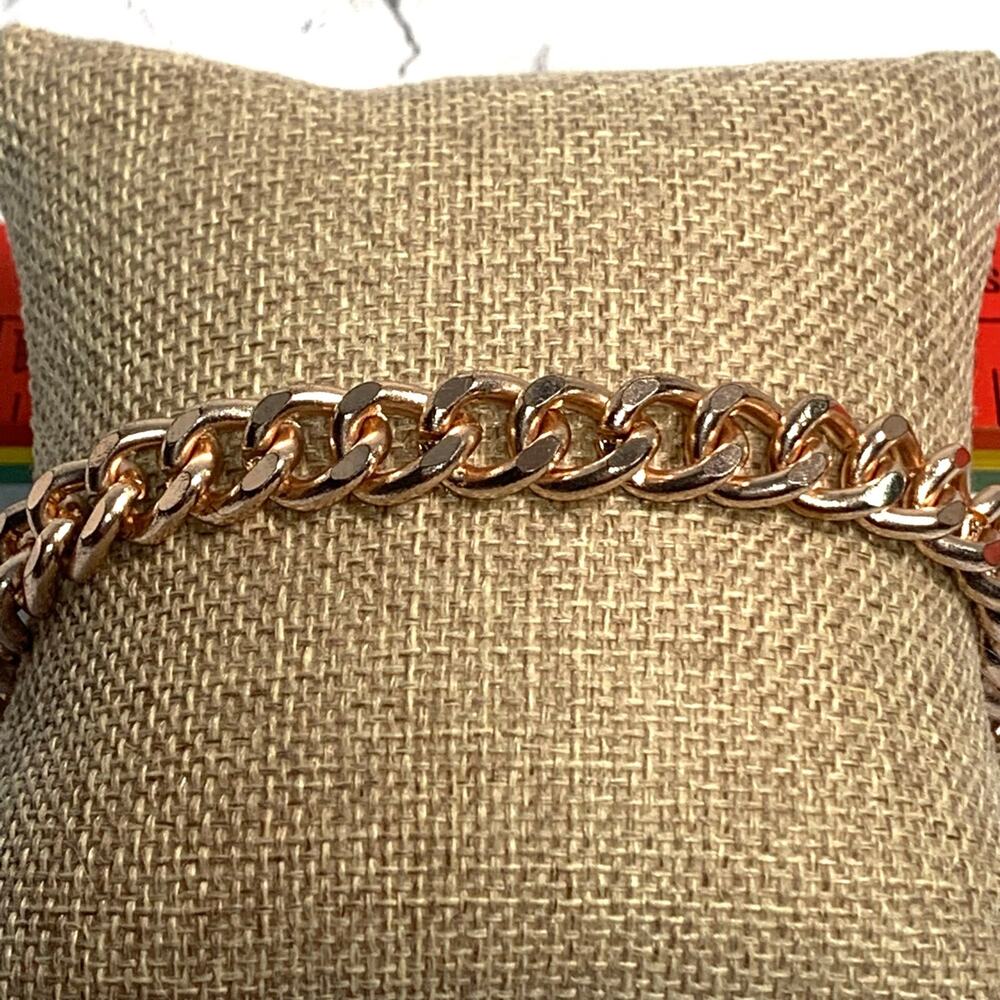 Rose Gold over Stainless Steel Cuban Link Chain Bracelet